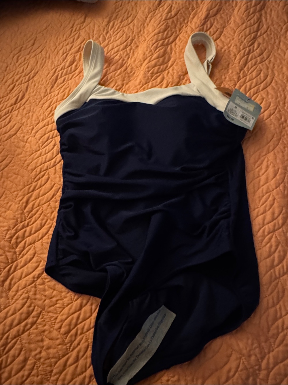 Target Navy and Cream Strap One-Piece Swimsuit